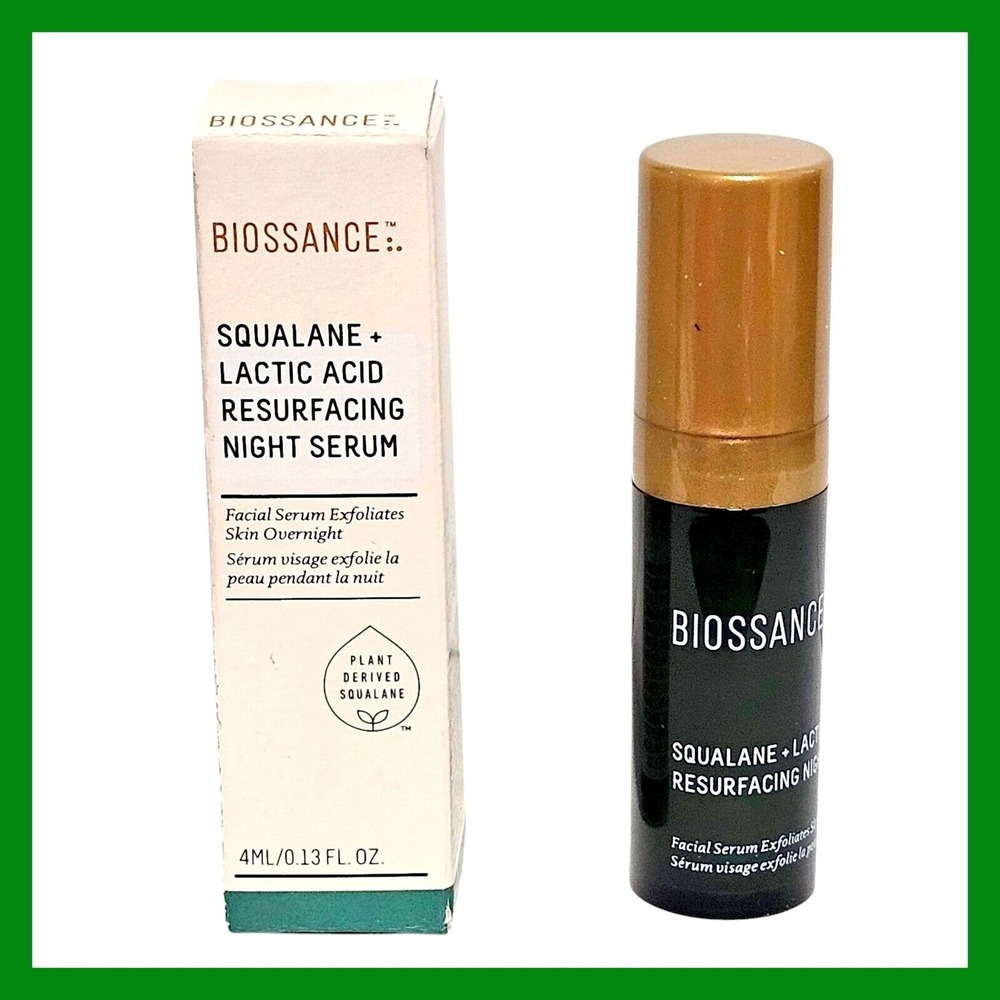 Biossance Squalane Lactic Acid Resurfacing Night Serum .13 oz. Travel Size New